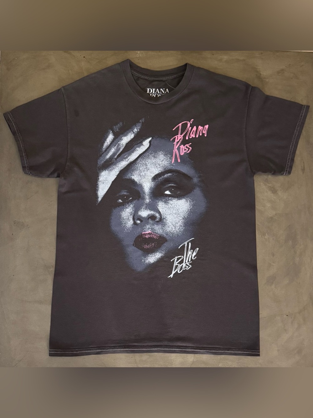 J35. Black Graphic Tee with Pink Accent - Picture 2 of 6